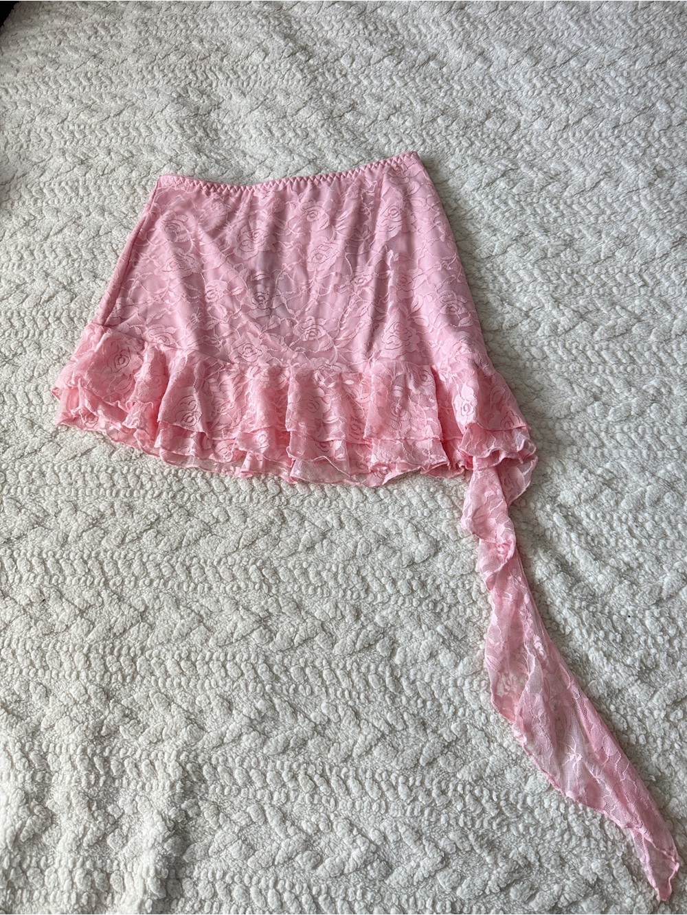 Avidlove Women's Light Pink Y2K Mini Skirt Ruffle Lace Asymmetrical Flowy Skirt